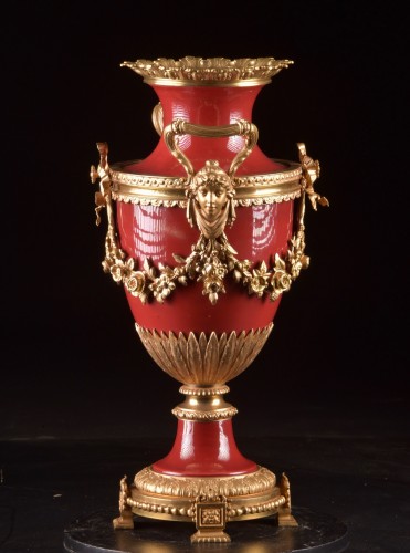 A French Napoleon III Ormolu-mounted Oxblood Glass Vase - 