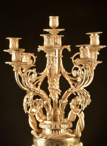 Antiquités - Monumental Napoléon III Eight-light Candelabra, Empire Style 