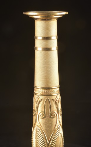 Luminaires Bougeoirs et Chandeliers - Paire de bougeoirs Empire en bronze doré