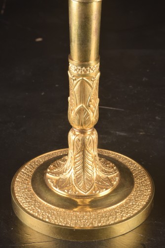 Lighting  - Pair of large Empire period gilt bronze table candlesticks