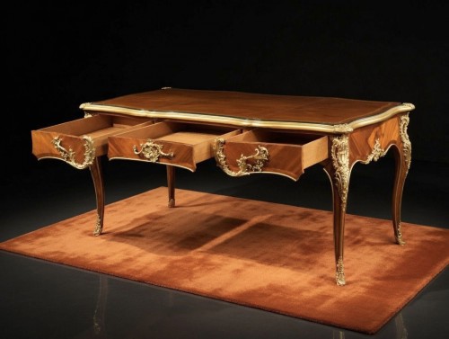 Durand &amp; Fils -  Louis XV style veneered wood and gilt bronze desk - Furniture Style Napoléon III