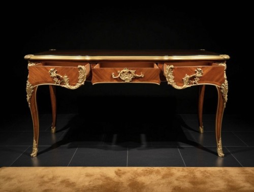 Furniture  - Durand &amp; Fils -  Louis XV style veneered wood and gilt bronze desk