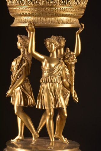 Antiquités - Centre de table en bronze doré, époque Empire