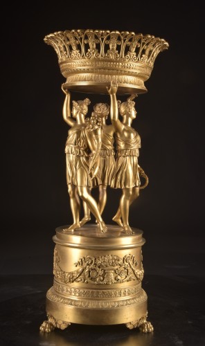 Antiquités - Centre de table en bronze doré, époque Empire