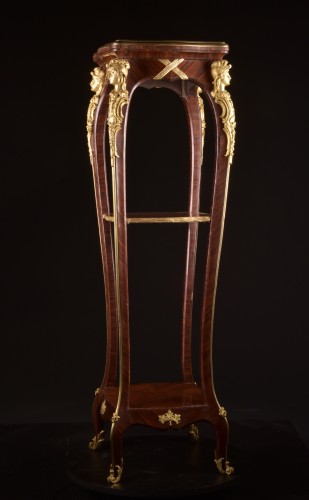 XIXe siècle - Piédestal en acajou et bronze doré, fin XIXe siècle