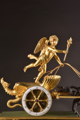 French Empire Ormolu And Patinated Bronze Chariot Clock, Signed Courvoisier - Horology Style Empire