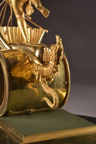 French Empire Ormolu And Patinated Bronze Chariot Clock, Signed Courvoisier - Empire