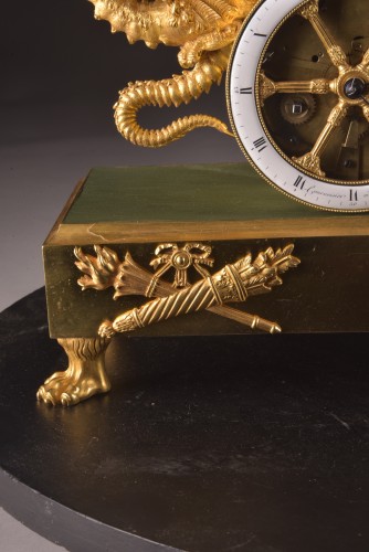Empire - French Empire Ormolu And Patinated Bronze Chariot Clock, Signed Courvoisier