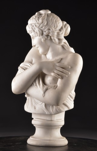 Elegant marble bust of a young woman - Sculpture Style Napoléon III