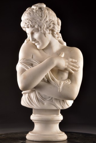 Elegant marble bust of a young woman - Napoléon III