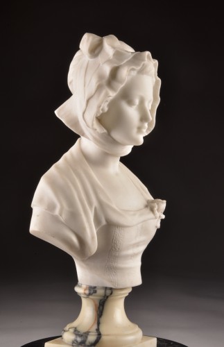 Buste de jeune fille par Guglielmo Pugi (1850–1915) - Sculpture Style Art nouveau