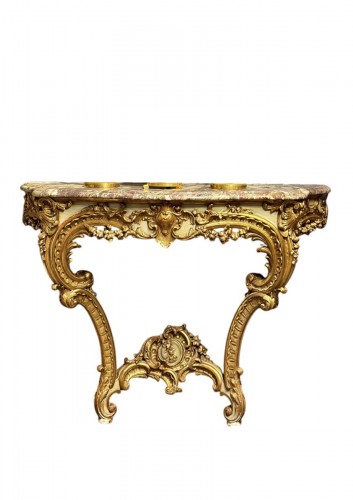 Late 19th century Giltwood Console Table with Marble Top