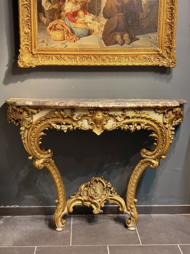 Late 19th century Giltwood Console Table with Marble Top - Furniture Style Napoléon III