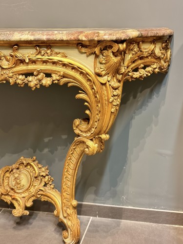 Furniture  - Late 19th century Giltwood Console Table with Marble Top
