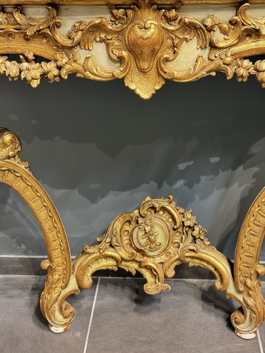 Late 19th century Giltwood Console Table with Marble Top - 