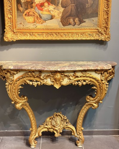Late 19th century Giltwood Console Table with Marble Top - Napoléon III