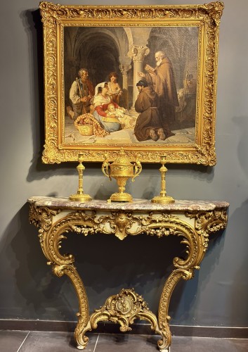 Antiquités - Late 19th century Giltwood Console Table with Marble Top