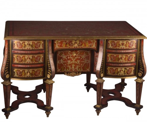 Bureau Mazarin vers 1860–1880 en marqueterie Boulle d'écaille de tortue et laiton