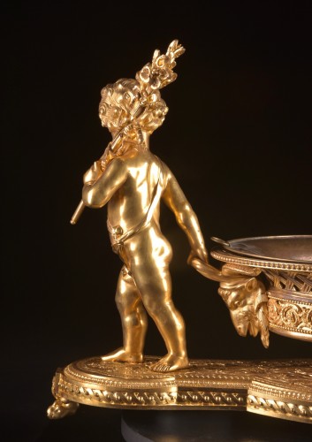 Decorative Objects  - Large Gilt Bronze Centerpiece With Putti. Attr. Christofle &amp; Cie
