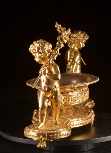Antiquités - Large Gilt Bronze Centerpiece With Putti. Attr. Christofle &amp; Cie