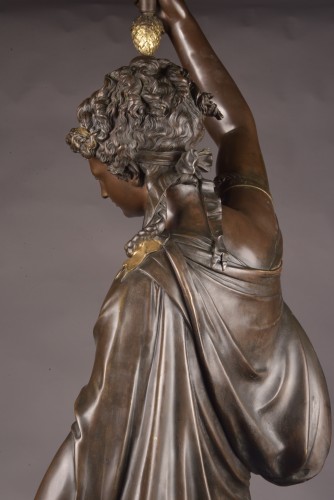 Albert-Ernest Carrier-Belleuse (1824–1887), Figure Porte-Torchère - Sculpture Style Art nouveau