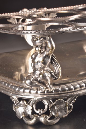 silverware & tableware  - Christofle - Silver-Plated-Bottle Decanter Stand with Putti, France Late 19th century