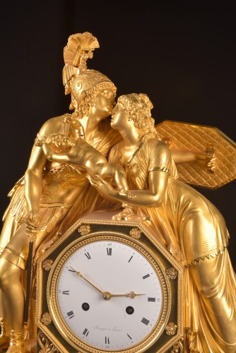 Pendule Empire "Hector", attribuée à Claude Galle, mouvement signé Rocquet à Paris - Horlogerie Style Empire