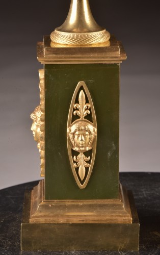 Empire - Empire Pair of Gilded Bronze Candlesticks With Interchangeable Flames