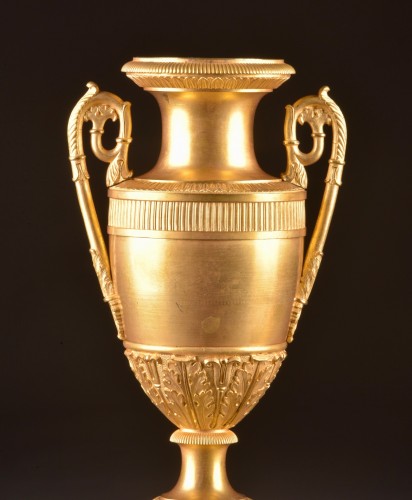 Decorative Objects  - Pair Of Gilded Bronze Amphora Vases From The Empire Period, Circa 1810–1820