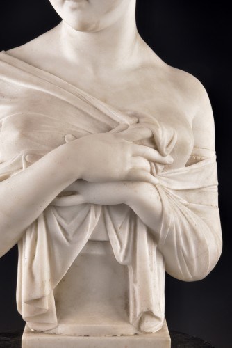 XIXe siècle - Madame Récamier – Buste en marbre blanc de Carrare fin 19e