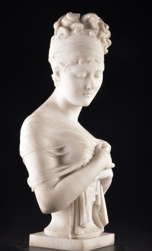 Madame Récamier – Buste en marbre blanc de Carrare fin 19e - Napoléon III