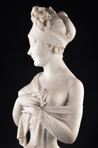 Napoléon III - Madame Récamier – Buste en marbre blanc de Carrare fin 19e