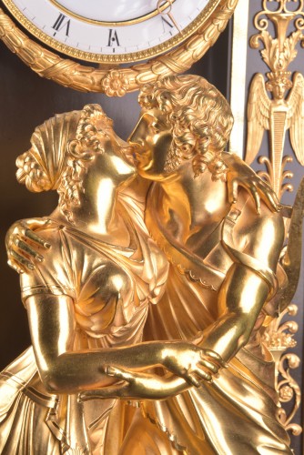 Antiquités - “Le Réconciliation”, A large romantic Empire ormolu clock