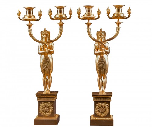  A pair of French gilt bronze candelabra, circa 1850