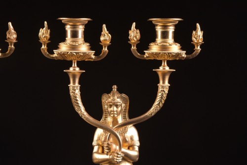 19th century -  A pair of French gilt bronze candelabra, circa 1850