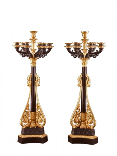 A pair of large late Empire candelabra