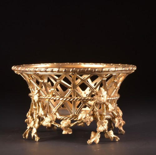 Antiquités - Ggrande jardinière en bronze doré de la Maison Alphonse Giroux à Paris, vers 1860