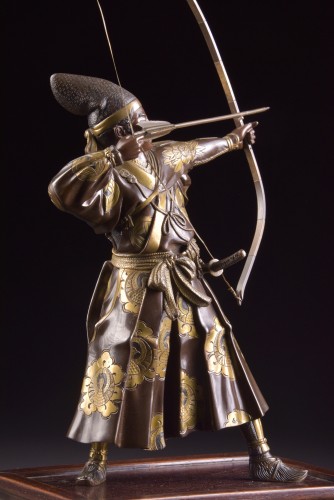 Sculpture  - Fine quality large Meiji period Japanse bronze Samurai with Katana,