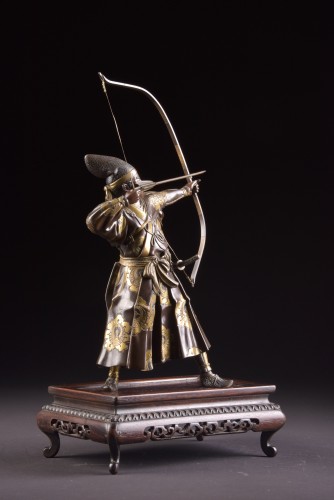 Fine quality large Meiji period Japanse bronze Samurai with Katana, - 