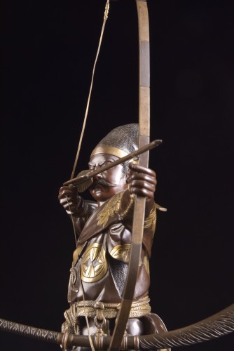 19th century - Fine quality large Meiji period Japanse bronze Samurai with Katana,