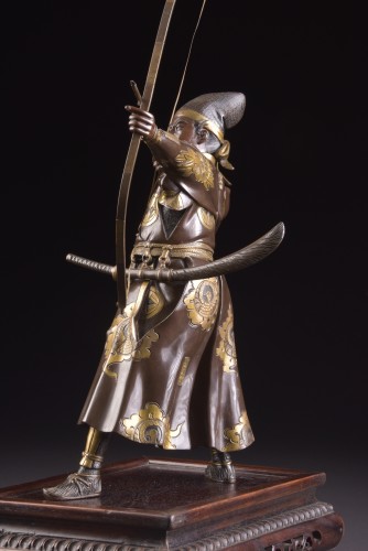  - Fine quality large Meiji period Japanse bronze Samurai with Katana,