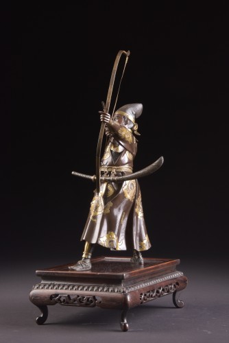 Antiquités - Fine quality large Meiji period Japanse bronze Samurai with Katana,