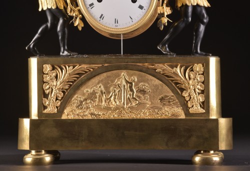 Horology  - magnificent Empire mantel clock portraying Paul an Virginie, 