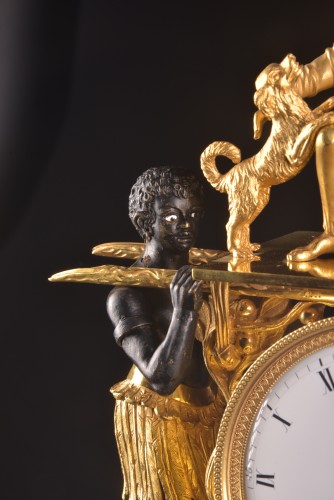 Empire - magnificent Empire mantel clock portraying Paul an Virginie, 