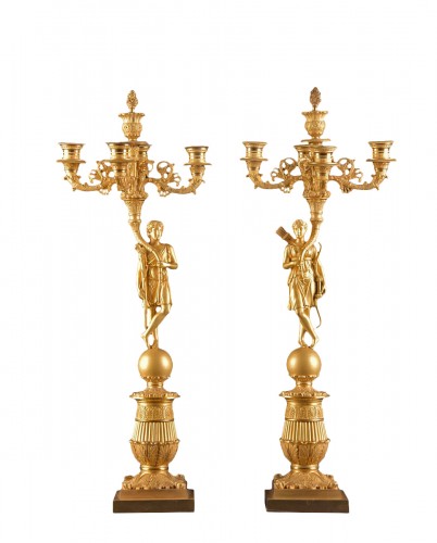 Early 19th Century Empire Figural Gilt Bronze Candelabra