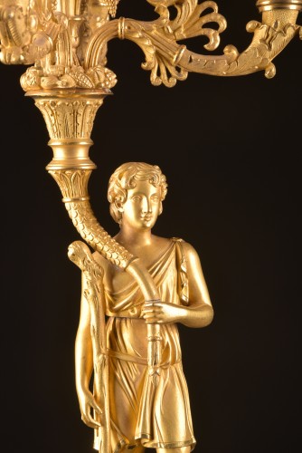 Early 19th Century Empire Figural Gilt Bronze Candelabra - Empire