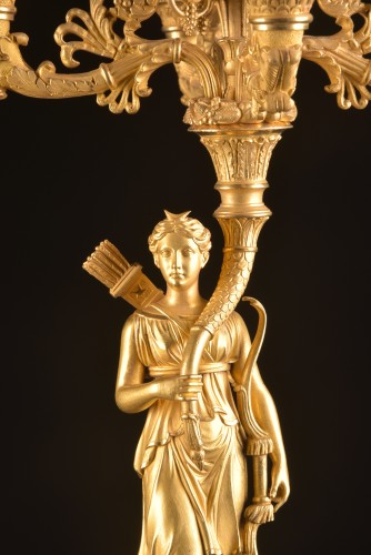 Empire - Early 19th Century Empire Figural Gilt Bronze Candelabra