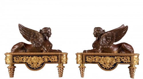 Pierre-Philippe Thomire Pair of Chenets, Decorated with Sphinx