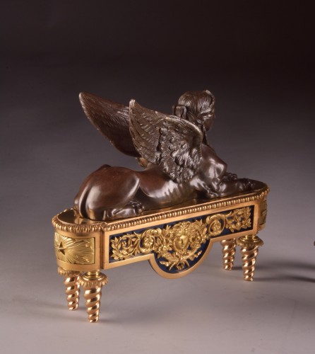 19th century - Pierre-Philippe Thomire Pair of Chenets, Decorated with Sphinx