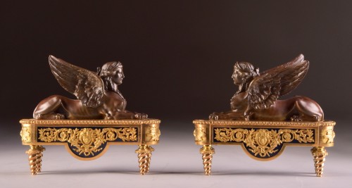 Antiquités - Pierre-Philippe Thomire Pair of Chenets, Decorated with Sphinx
